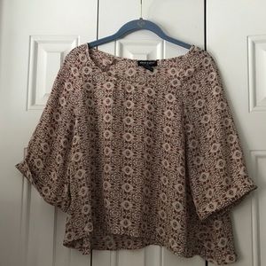 Flowy Redish-Grey Printed Blouse